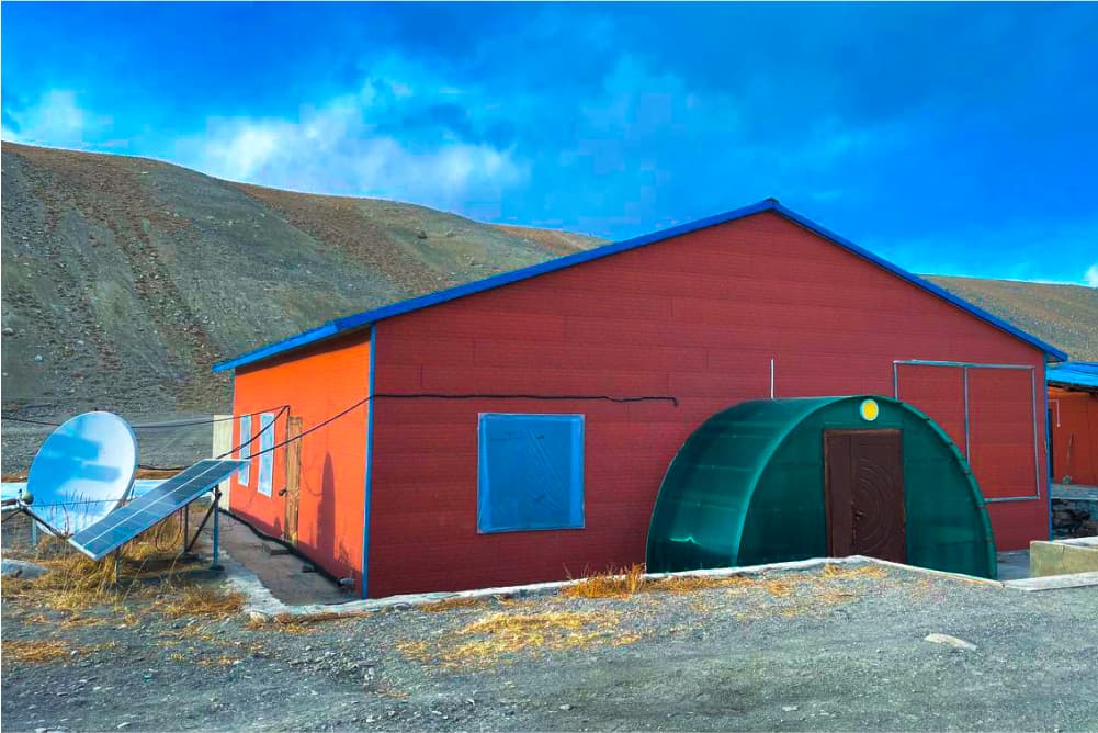 Red Hot Springs Camp building in the Pamir Mountains